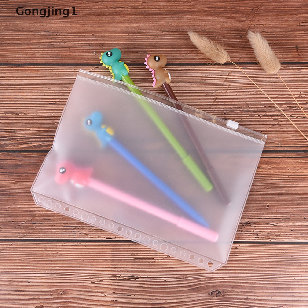 Gongjing1 1pc Tas Holder Kartu Bahan PVC Ukuran A5 A6 Dengan Resleting