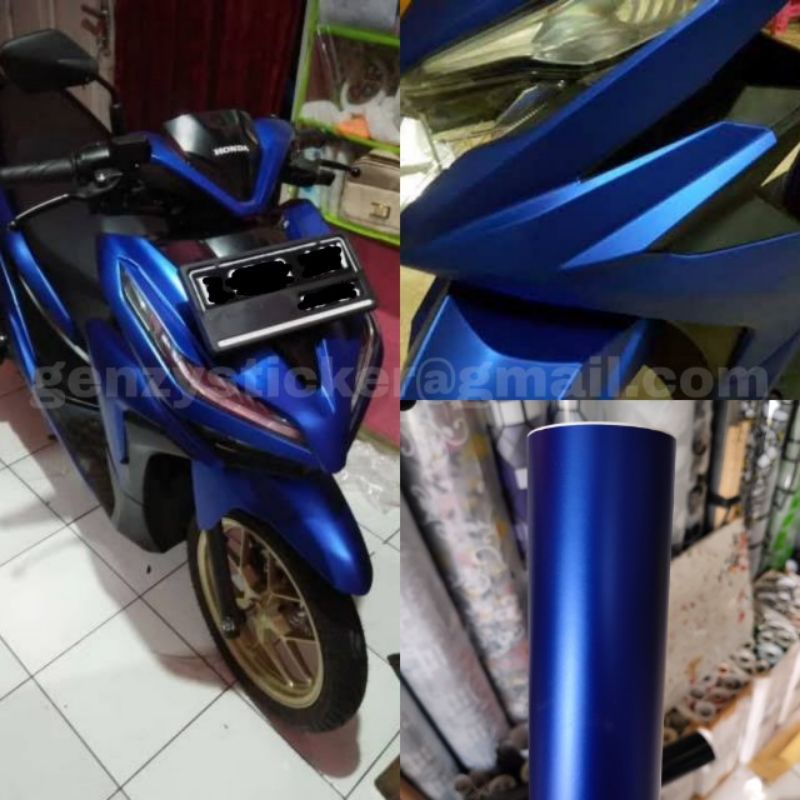 stiker skotlet motor biru metalik doff skotlet biru chrome matt dop