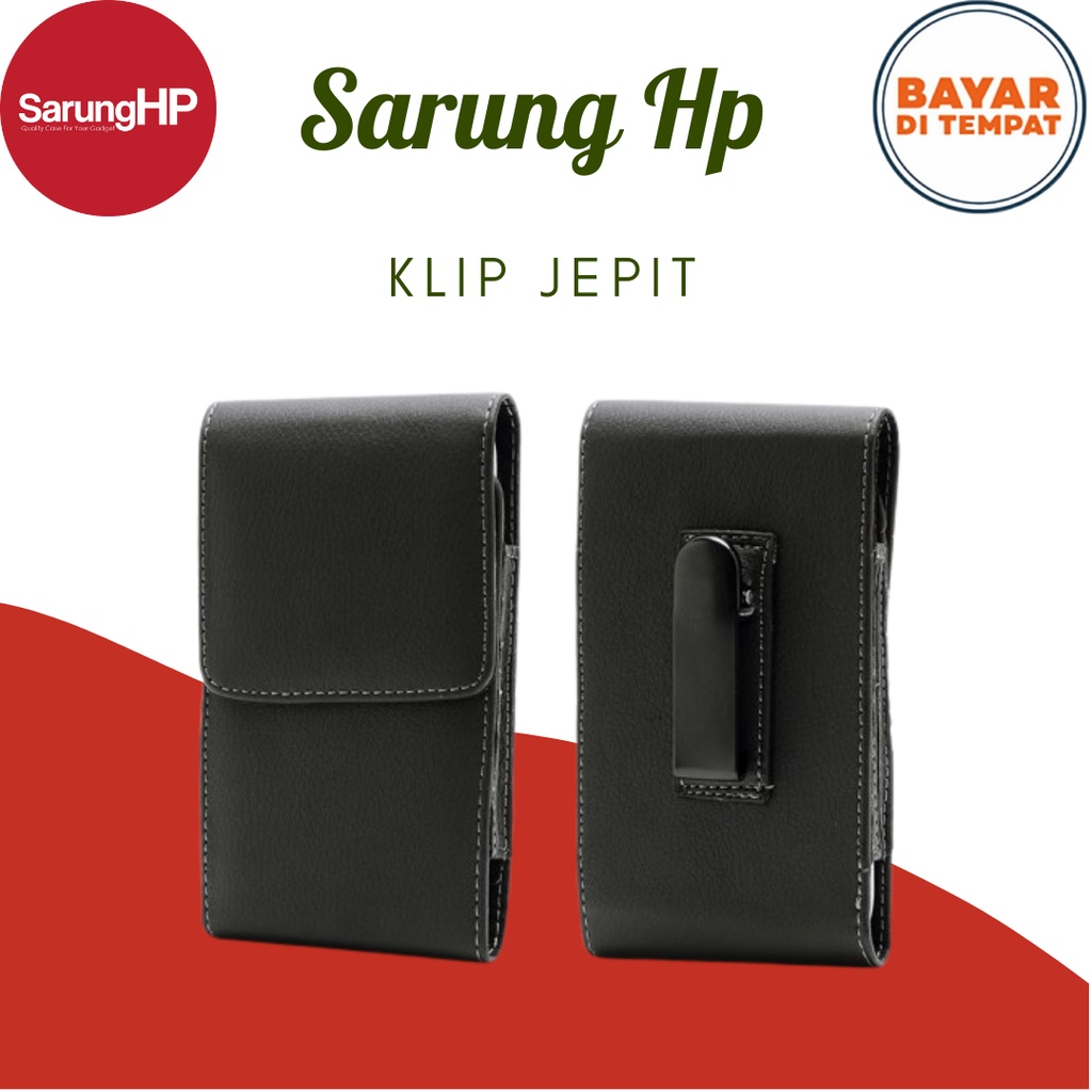 SARUNG HP Dompet Tas Pinggang Kulit Klip Jepit 5 - 6,5 Inch Vertikal