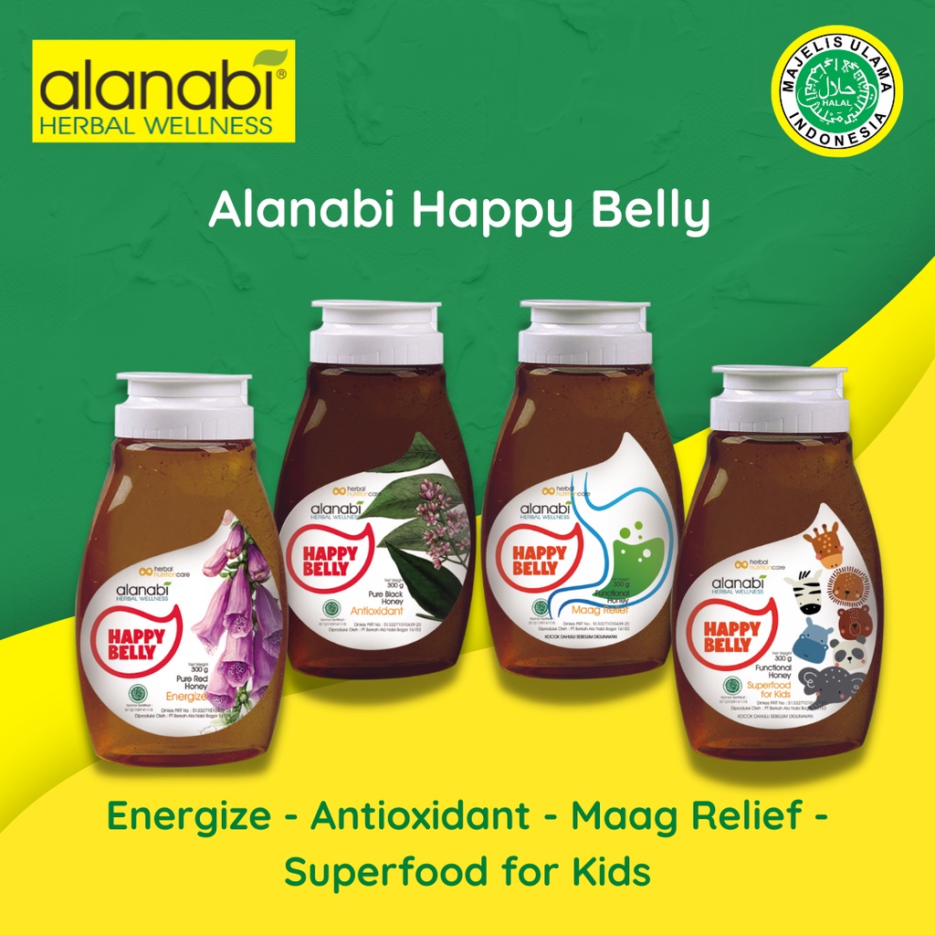 

Alanabi Happy Belly Madu | Alanabi Madu Herbal | Energize | Antioxidant | Maag Relief | Superfood for Kids 300 gr