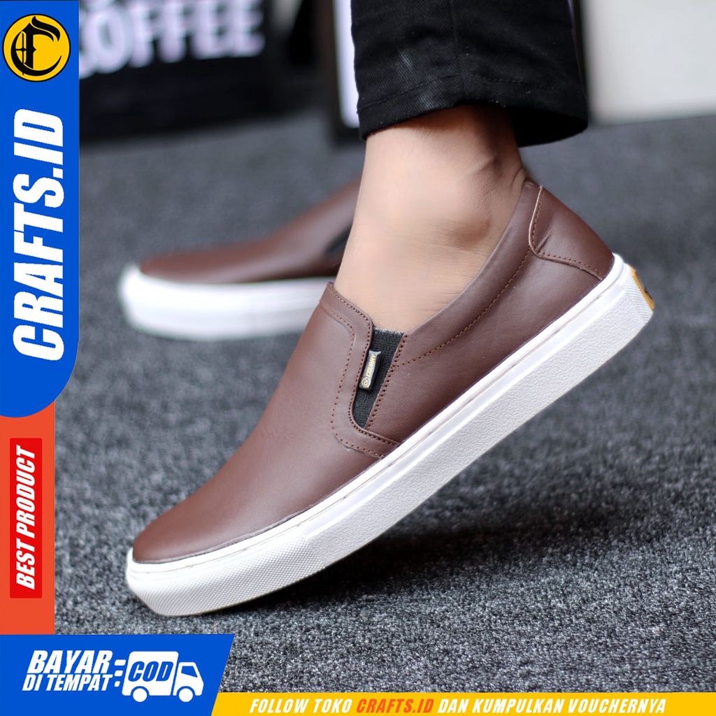 Crafts Britanic - Sepatu Kulit Slip On Casual Kerja Pria