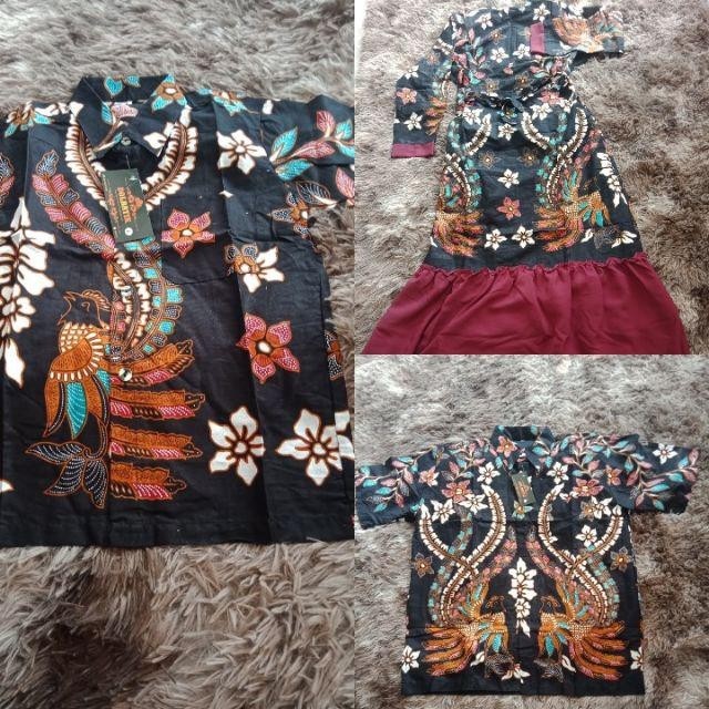 Batik Couple Keluarga Batik Keluarga Sania Ruffle Ori Ndoro Jowi Dnt Motif Manok Tarung