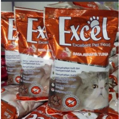 makanan kucing exel cat ayam &amp; tuna (segitiga) 500gr