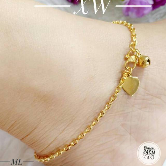 Gelang kaki warna emas 24k00031