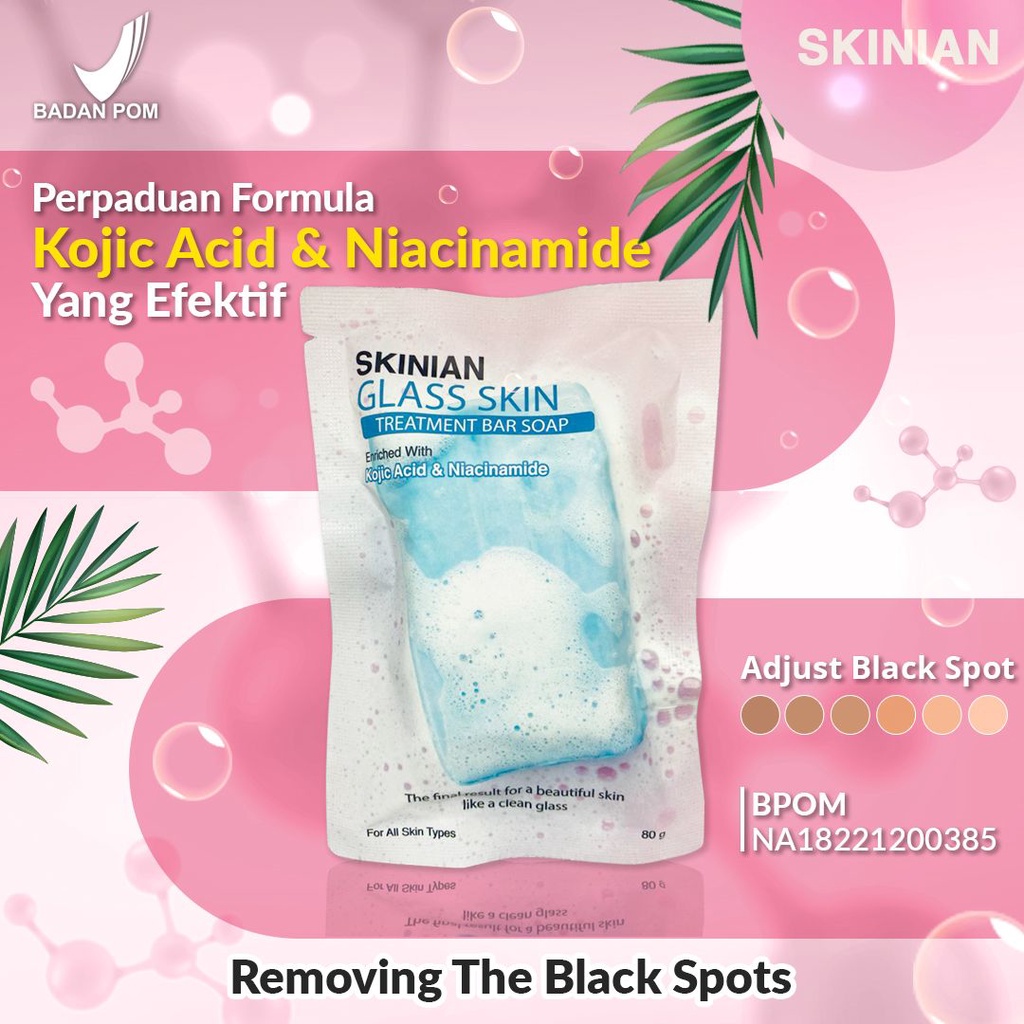 Skinian Glasskin Treatment Bar Soap BPOM Kojic Acid Soap Glasskin Soap Pencerah Wajah Penghilang Flek Plek Hitam Di Wajah Pria Wanita Ampuh Sabun Muka Penghilang Bekas Jerawat Pelembab Pelembap Kulit Kering Penghilang Kerutan Keriput Dahi Dan Wajah Ampuh