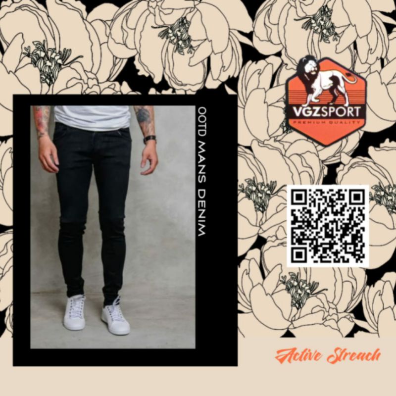 Celana Pensil Panjang Pria streat polos hitam by VGZ sport
