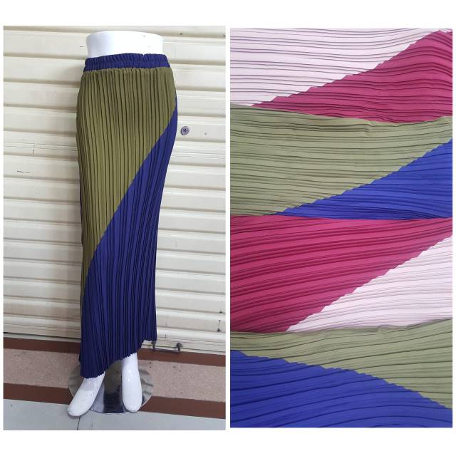 Rok plisket karet keliling bahan moscrepe