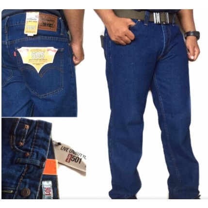celana jeans pria standar jeans levis  hitam biru garmen biru tua Bacaruik