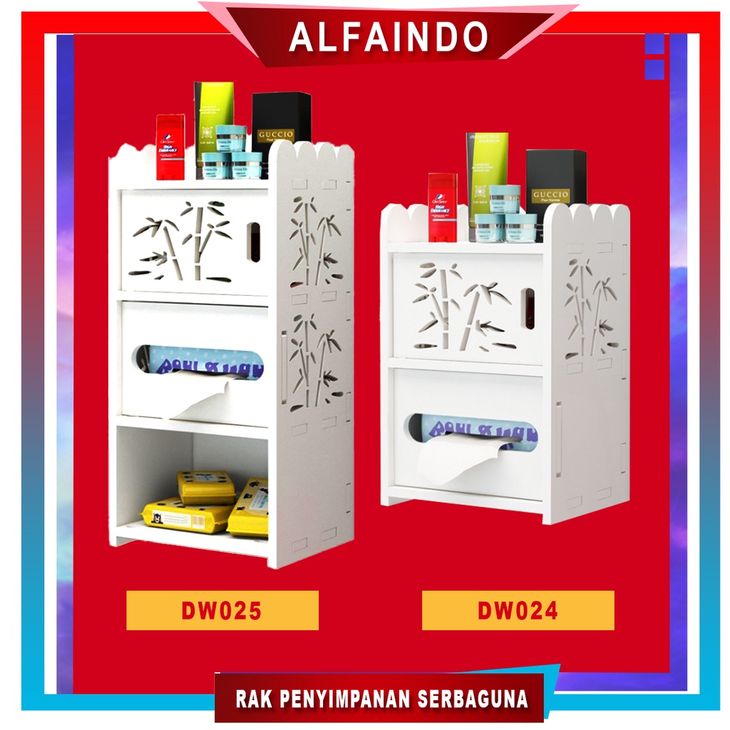 Alfaindo Rak Dinding Tempel Vintage Minimalis Kamar Mandi Serbaguna Tahan Air bahan Kayu WPC DW025