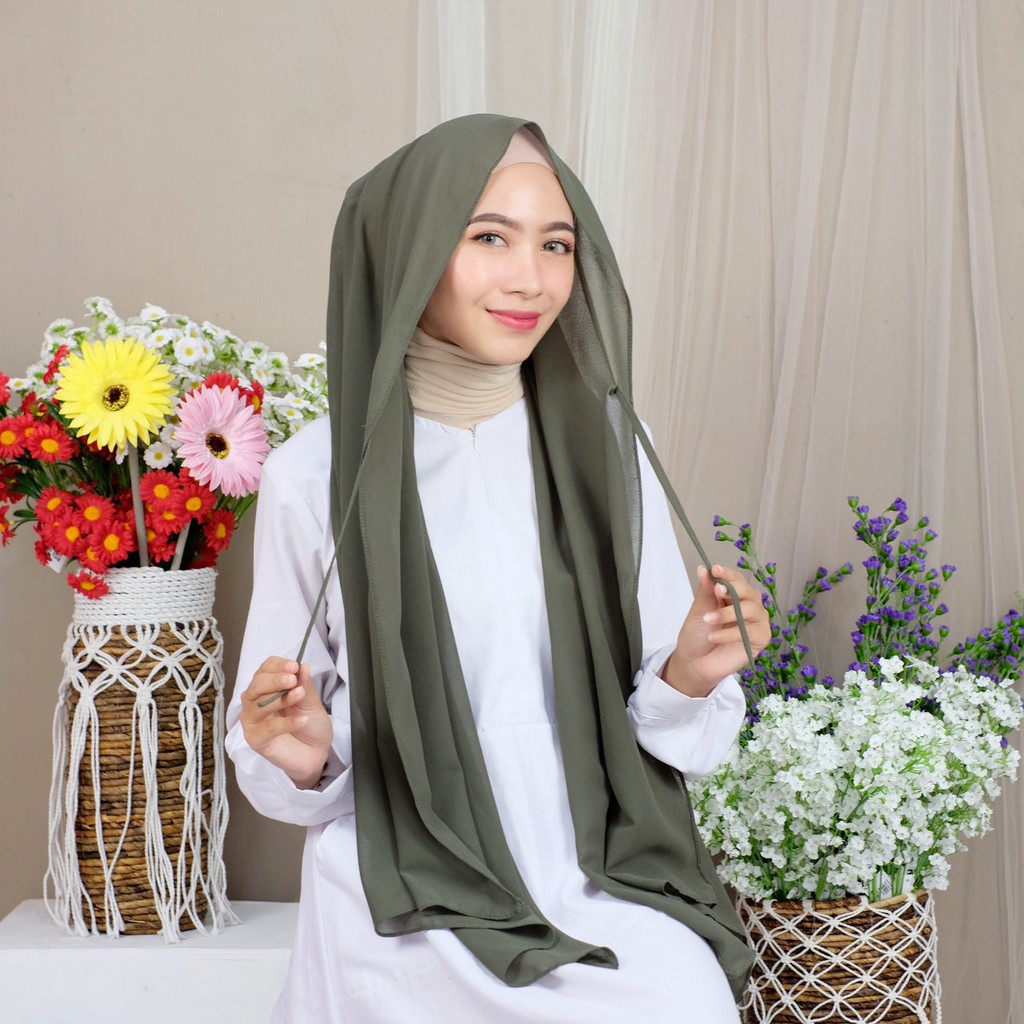 PTLCR - PASHMINA NISSA SABYAN POLOS TALI PREMIUM CERUTI BABYDOLL 175X80CM / HIJAB MUSLIM / JILBAB