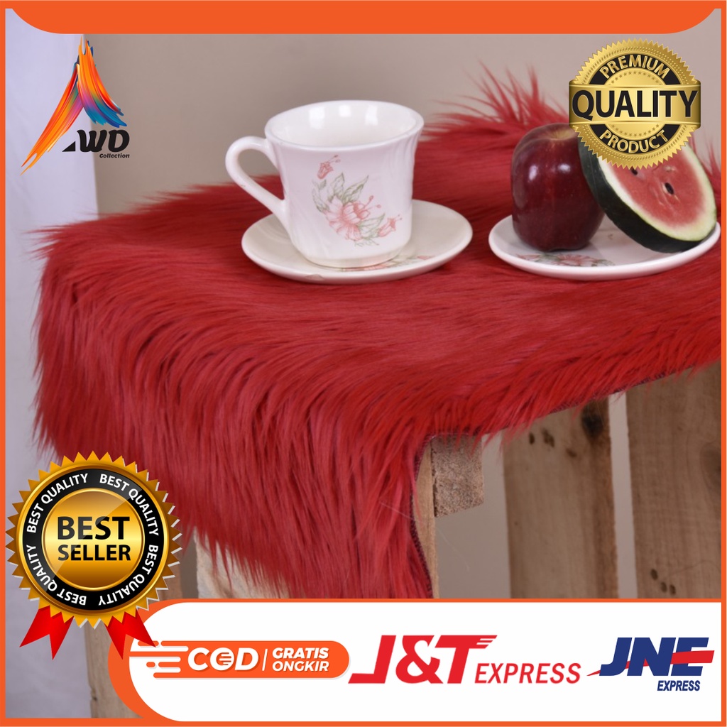 Taplak Meja Bulu Ukuran 100x50 Cm atau Taplak Bulu Korea atau Karpet Meja Tamu atau Taplak Meja Tamu