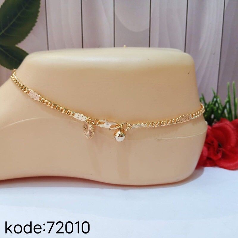 GELANG KAKI BIJI LADA KOMBINASI TITANIUM LAPIS EMAS 18k 74004.17-7.72010