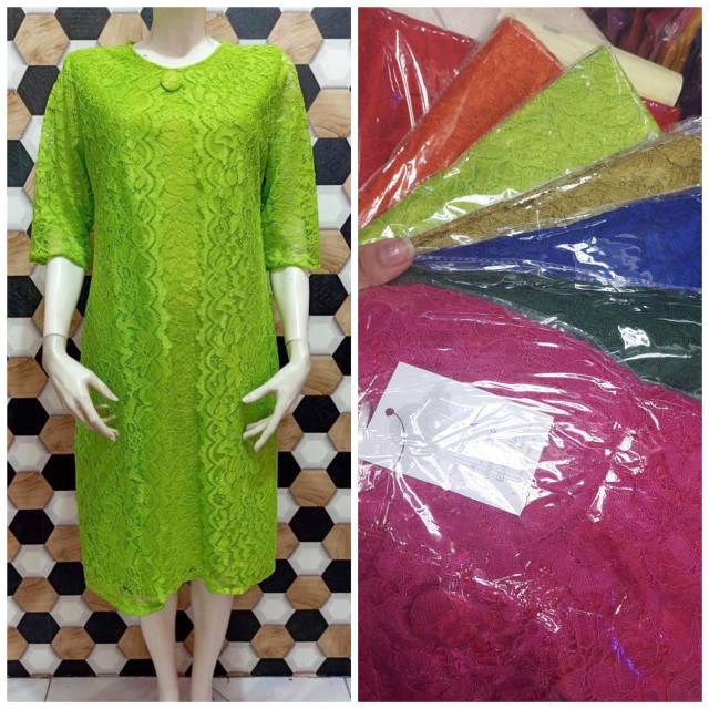 Dress brukat buka tutup elgana