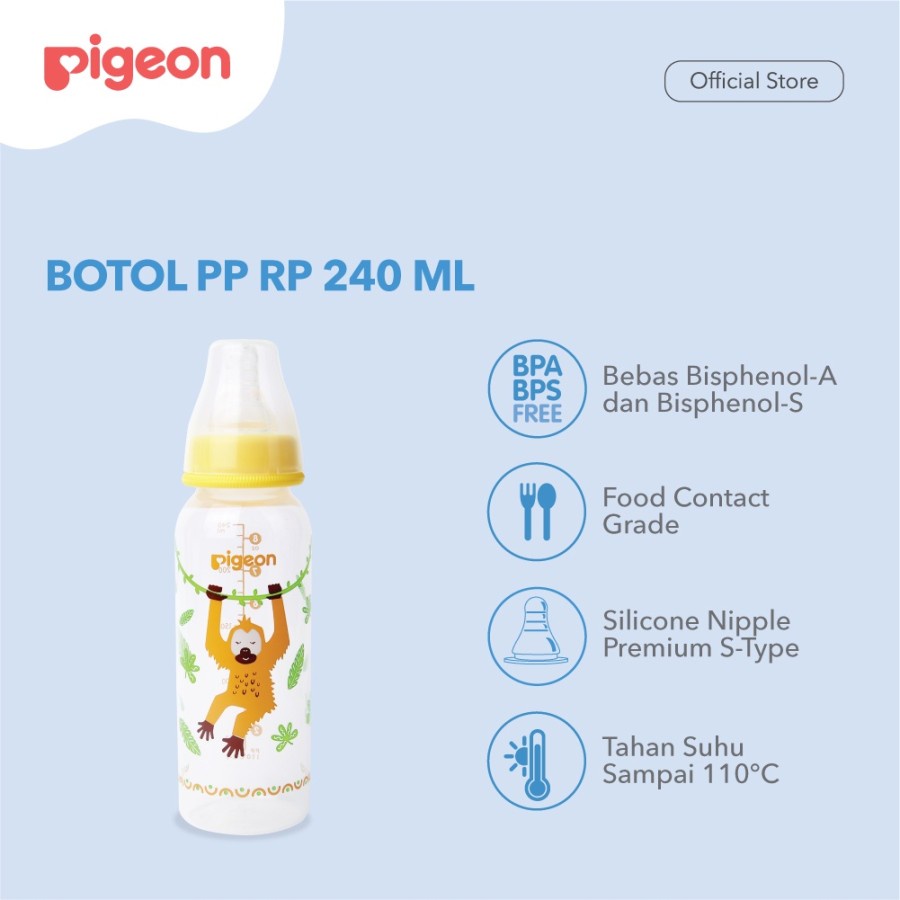 PIGEON BOTOL PP RP 240 ML ORANG UTAN W/ S TYPE SILICONE NIPPLE 010849