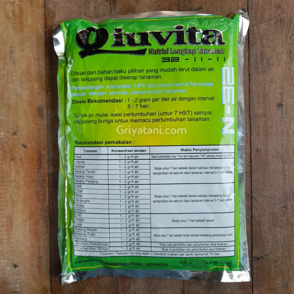 Pupuk Daun Qiuvita Hijau N 32 500 gram