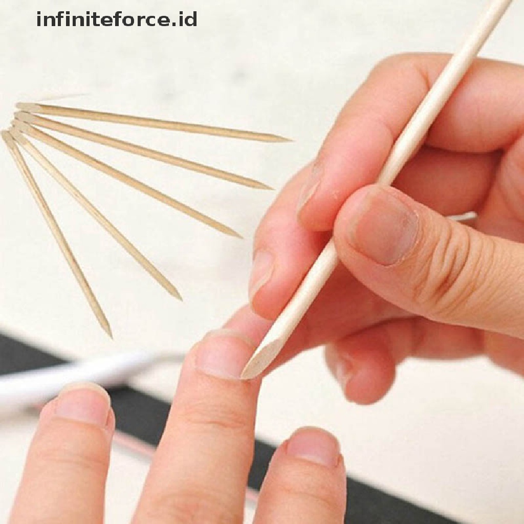 Infiniteforce.id 10pcs / Set Stik Kayu Pendorong Kutikula Untuk manicure / pedicure