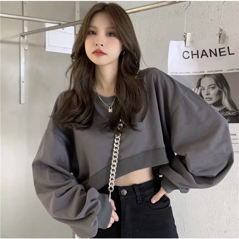 pakaian wanita / extra croope street oblong sweater / sweater wanita korea