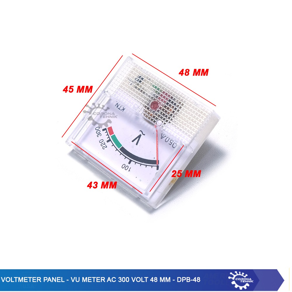 DPB-48 - Voltmeter Panel - VU Meter AC 300 Volt 48 mm