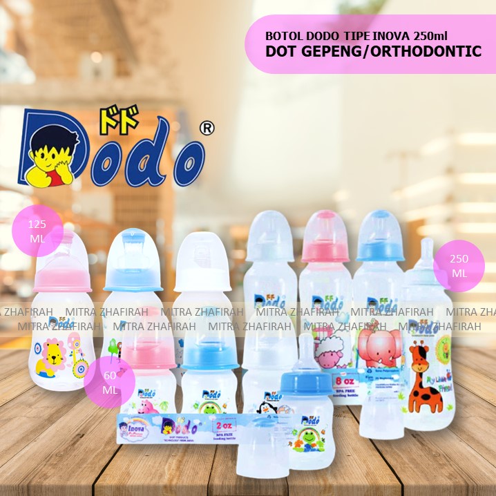 ✅MZ✅ Botol susu DODO dot gepeng 60ml / 125ml / 250ml  - Botol SUSU Dot Gepeng DODO 60ml 125ml 250ml - Botol Susu DODO INOVA Dot Orthodontic Dot Gepeng 60ml 125ml 250ml Bottle PP inova Dodo dot gepeng