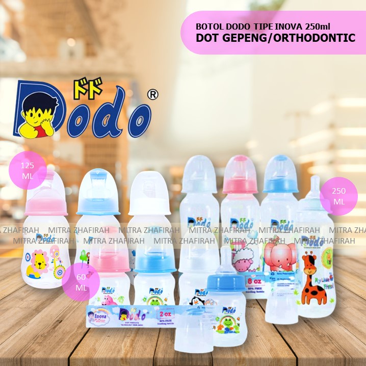 ✅MZ✅ Botol susu DODO dot gepeng 60ml / 125ml / 250ml  - Botol SUSU Dot Gepeng DODO 60ml 125ml 250ml - Botol Susu DODO INOVA Dot Orthodontic Dot Gepeng 60ml 125ml 250ml Bottle PP inova Dodo dot gepeng