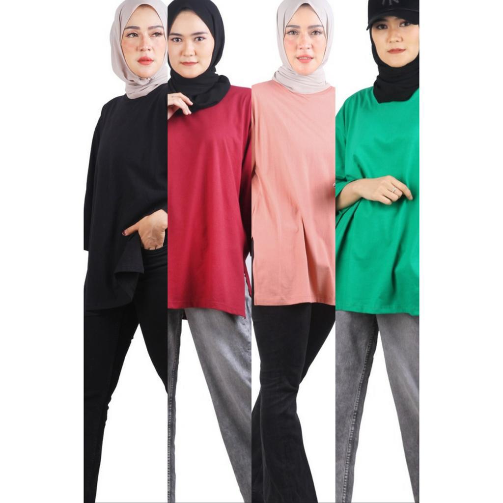 VAMEL KAOS OVERSIZE POLOS WANITA TANGAN 7/8 KAOS KATUN PREMIUM