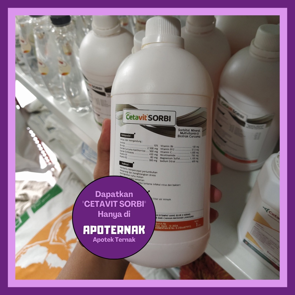 CETAVIT SORBI | Suplemen Untuk Ternak Yang Kelelahan dan Kekurangan Energi | 1 liter | Apoternak