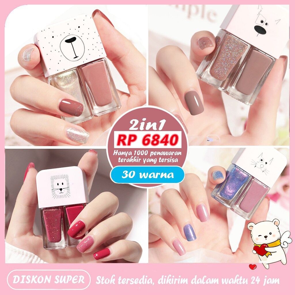 ALNECE 2IN1 kutek halal muslimah 30 warna kutek lucu no peel off cat kuku