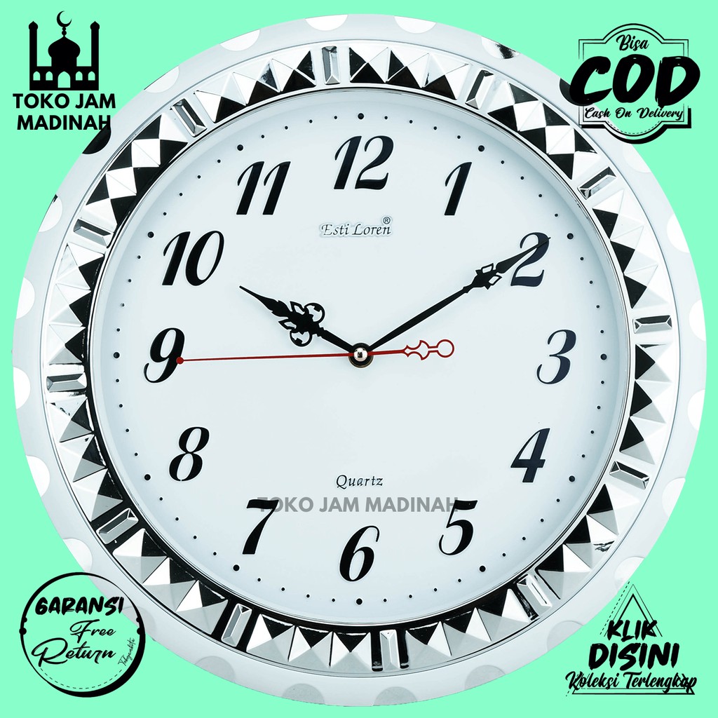 Jam Dinding Quartz Wanita Unik Estiloren CR S2079 Coklat Silver Gold Hiasan Dinding Modern