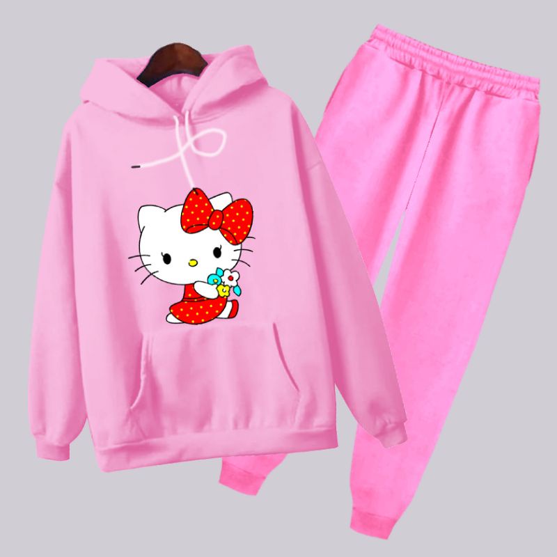 setelan hoodie anak celana panjang/hoodie hello kit/usia 3-17 tahun/bisa COD