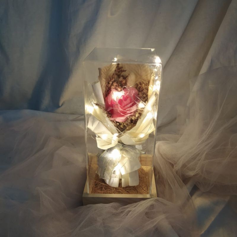 akrilik LED bunga kering gift wisuda ulang tahun