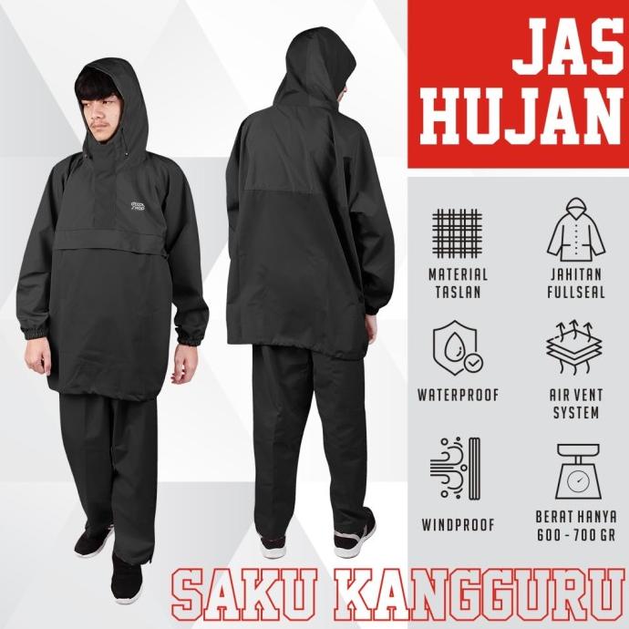 Jas Hujan Raincoat / Jas Hujan Kantung Kanguru / Jas Hujan Pria Dewasa