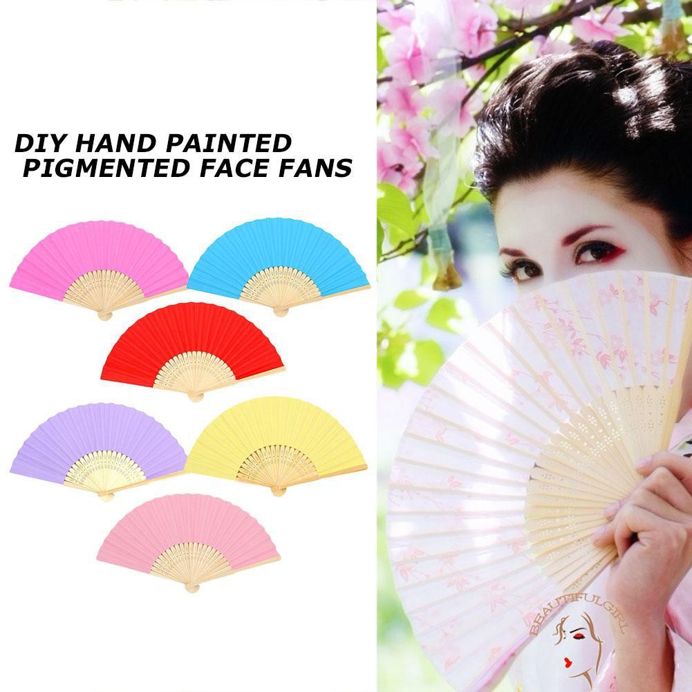 Diydiy Paper Bamboo Folding Fan Children Hand Painting Fans Wedding Party Gift Craft Shopee Indonesia