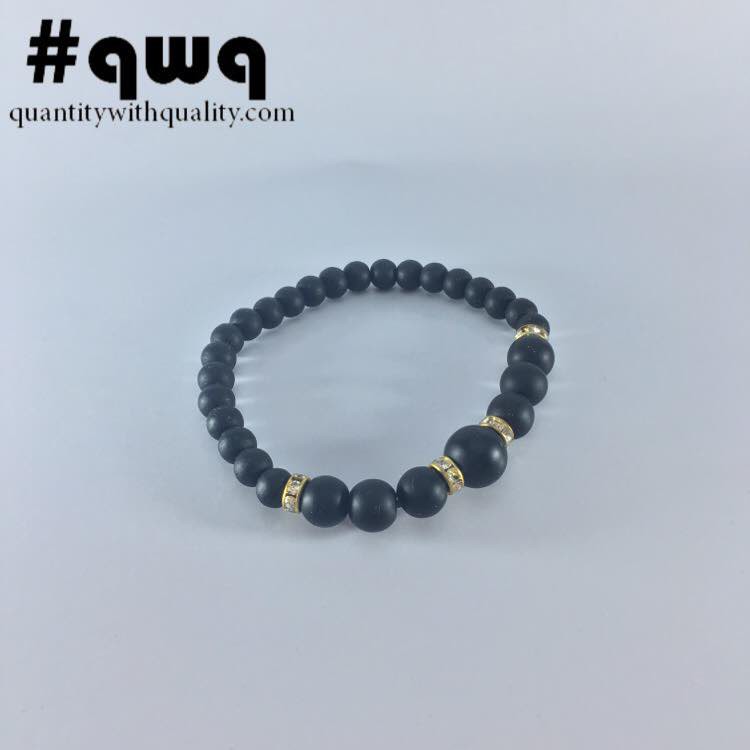 gelang batu casual  blackstone and gold charms keren cowok cewek korea custom