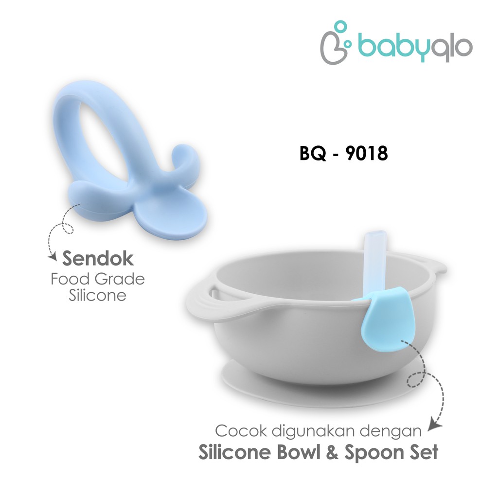 Babyqlo Sendok Makan Bayi Dan Sedotan / Straw Bowl &amp; Round Baby Spoon