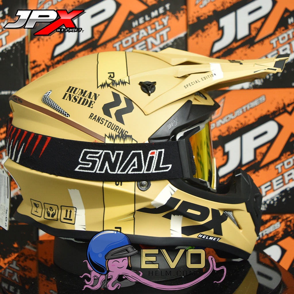 HELM JPX CROSS_HUMAN INSIDE RAN - CAPPUCINO DOFF ORIGINAL HELM JPX CROSS MOTIF RANS SPECIAL EDITION JPX TERBARU HELM CROSS TRAIL KLX JPX HELEM CROSS JPX HUMAN INSIDE RANS HELM JPX TERBARU