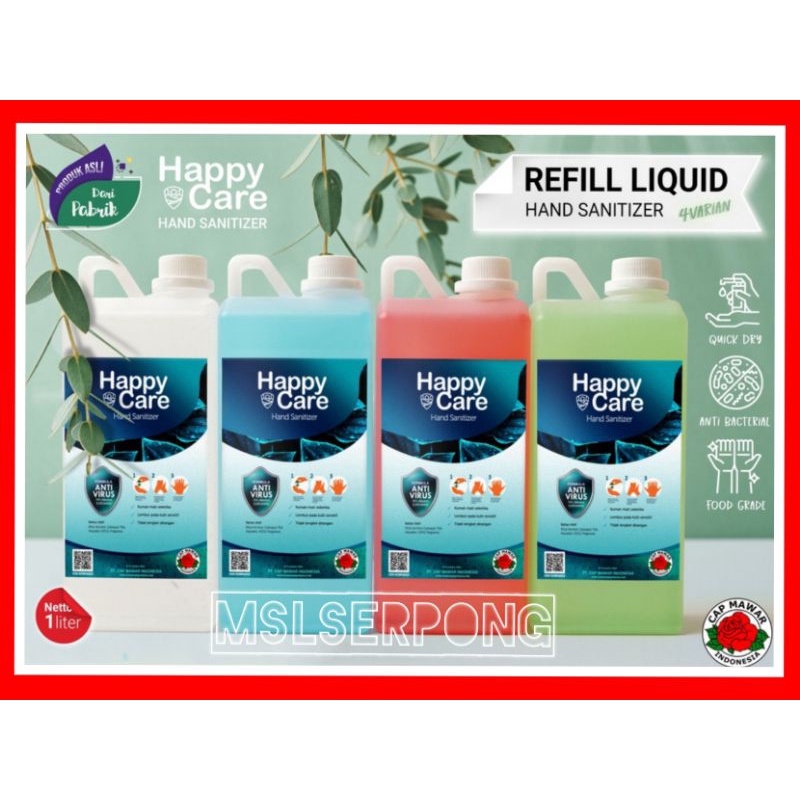 HAND SANITIZER CAIR AROMA JERUK  1 LITER HAPPY CARE / HAND SANITIZER CAIR / HAND SANITIZER