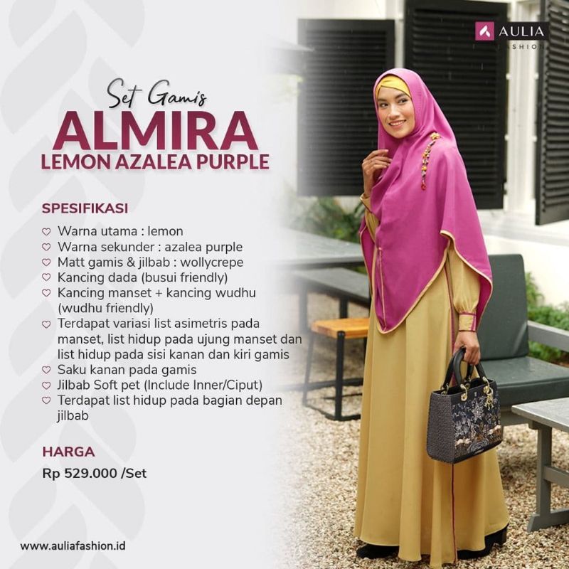 ALMIRA LEMON AZALEA PURPLE | DISKON GAMIS SET SYAR'I AULIA FASHION TERBARU
