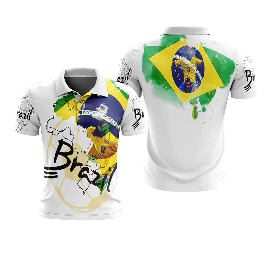 Kaos Polo Wangki Sepak Bola Piala Dunia Qatar 2022 Brazil Custom Full Printing