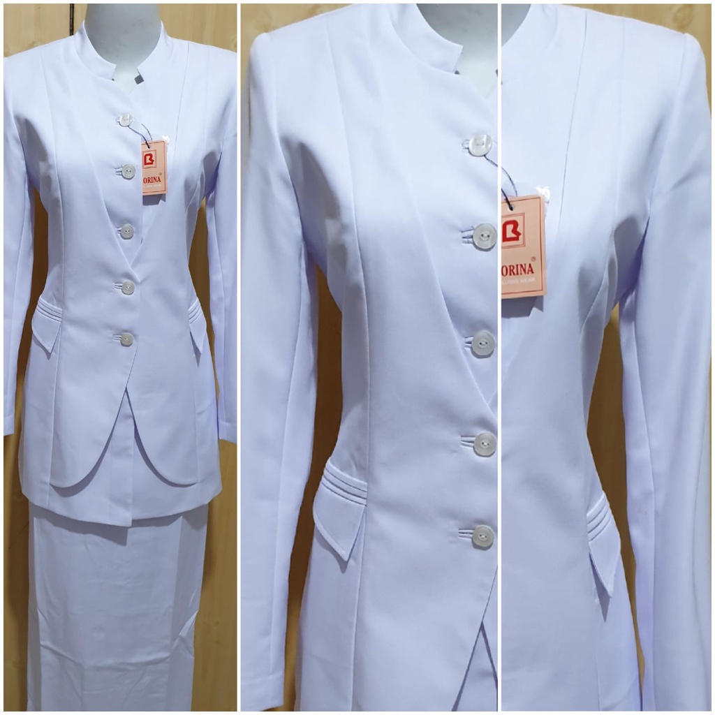 Jas Wanita Putih Blazer Wanita Putih Set Celana Baju Seragam Dinas Wanita Putih Set Celana Seragam P
