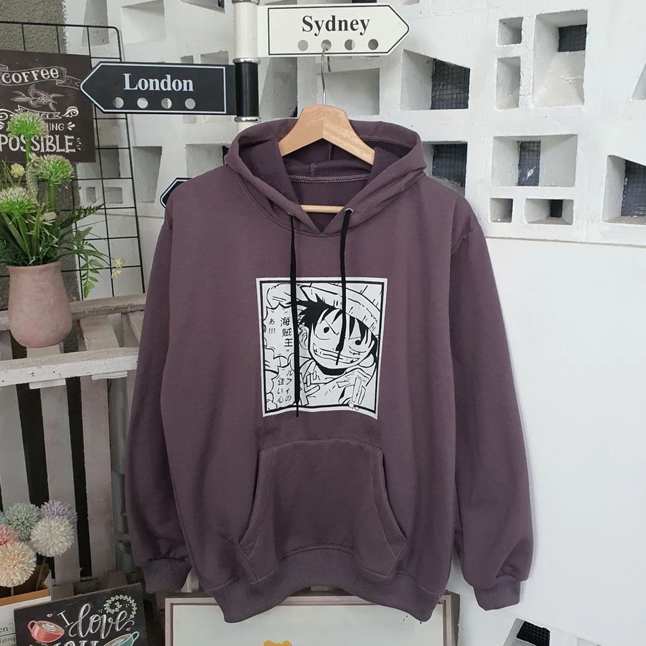 Hoodie Motif LUFFY ONE PIECE Atasan Bahan Fleece