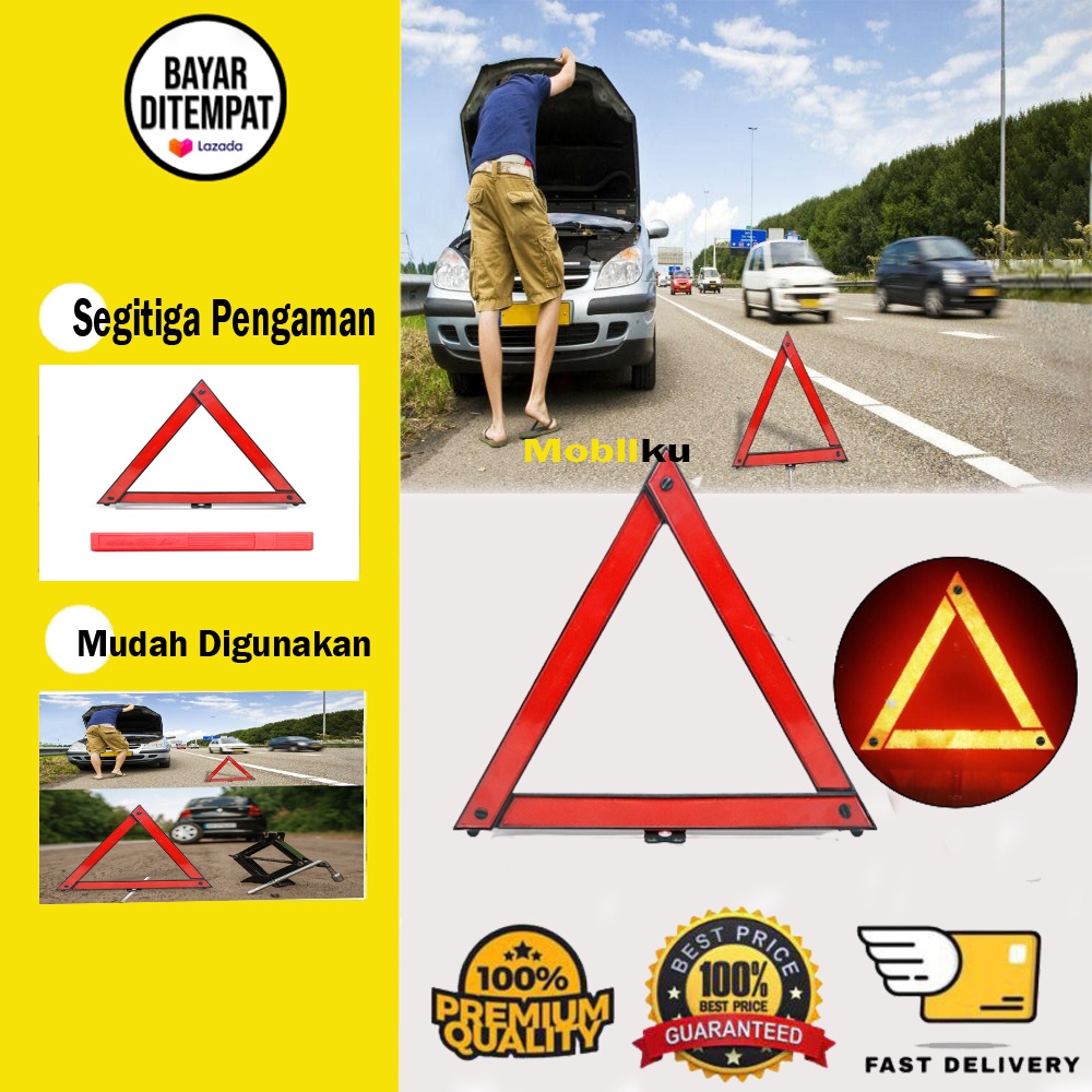 [BISA COD] Segitiga Pengaman Reflektor Mobil Darurat Lipat Rangkat Rakit Emergency Triangle Warning Sign IZY