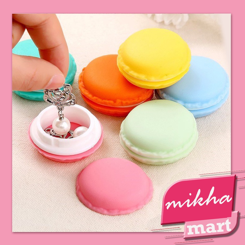 Kotak Penyimpanan Kalung Cincin Anting Bentuk MACARON Mini 4 cm - Mikhamart