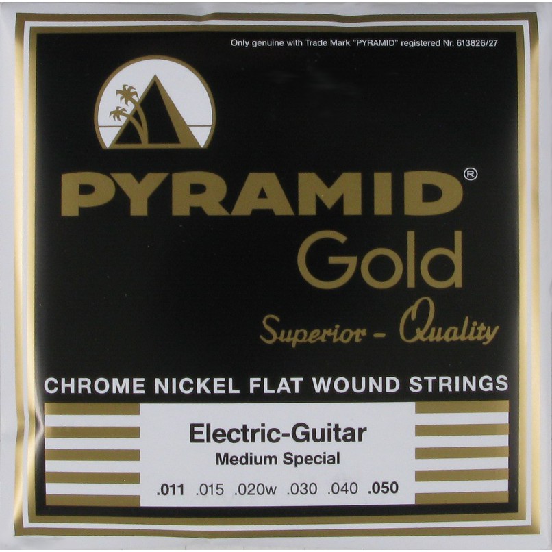 Senar Gitar Elektrik Pyramid Gold Chrome Nickel Flat Wound 11-50