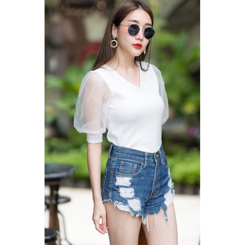 Toply shop COD Blouse rajut top kombi korean