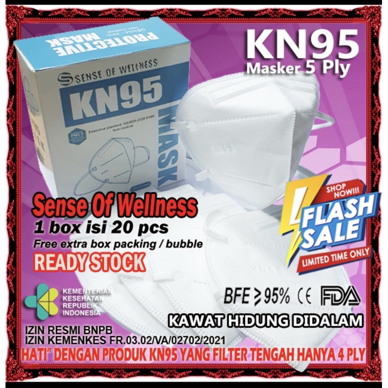 PSP Masker KN95 Sense of Wellness SOW 5Ply Earloop Disposable Mask 5 Ply Bedah Medis