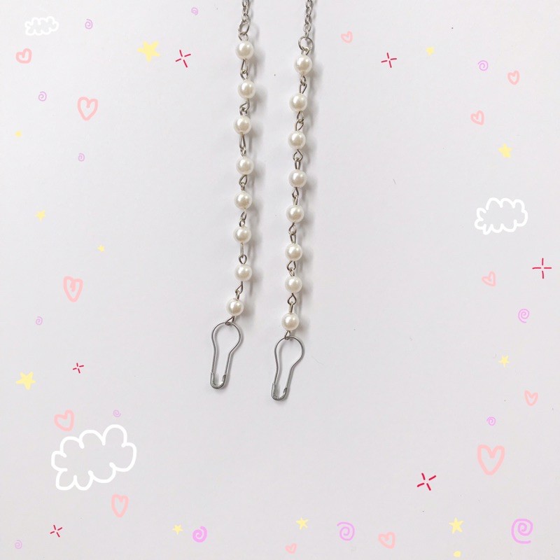 Strap Masker KOREA / Kalung Masker / Gantungan Masker/ Tali Masker rantai masker mutiara