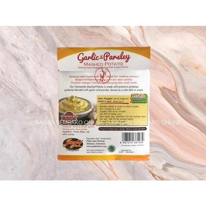 

cs01477 Jay'S Mashed Potato Garlic & Parsley 45 Gr / Kentang Instant Garlic Da01D100