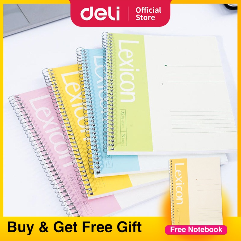 

DELI BUY3 GET4 Spiral Notebook, Soft Cover Notebook, Buku sekolah, Buku catatan