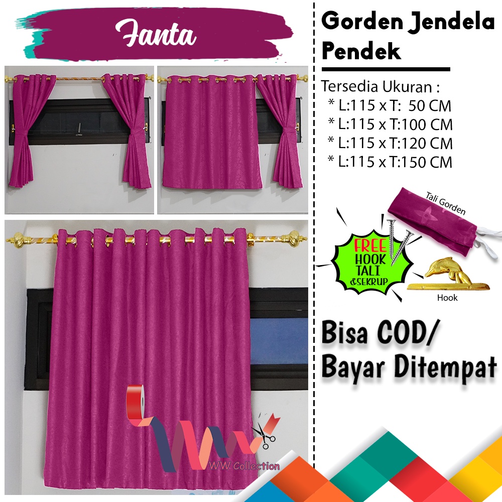 GORDEN JENDELA KAMAR  PENDEK UKURAN  TINGGI 120 DAN 150 CM /HORDENG MINIMALIS KAMAR DENGAN SMOKRING