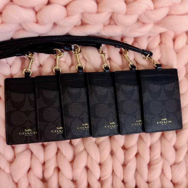 Coach Lanyard Name Tag id card holder signature black/brown Maho
